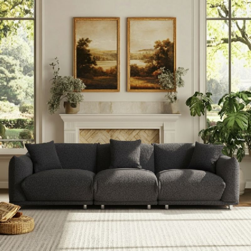 Paprasta šenilinio audinio svetainės sofa