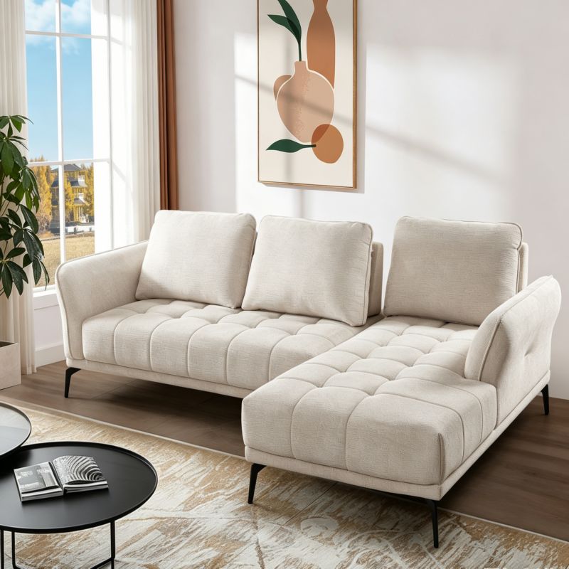 Mažos erdvės L{0}}formos audinio sofa